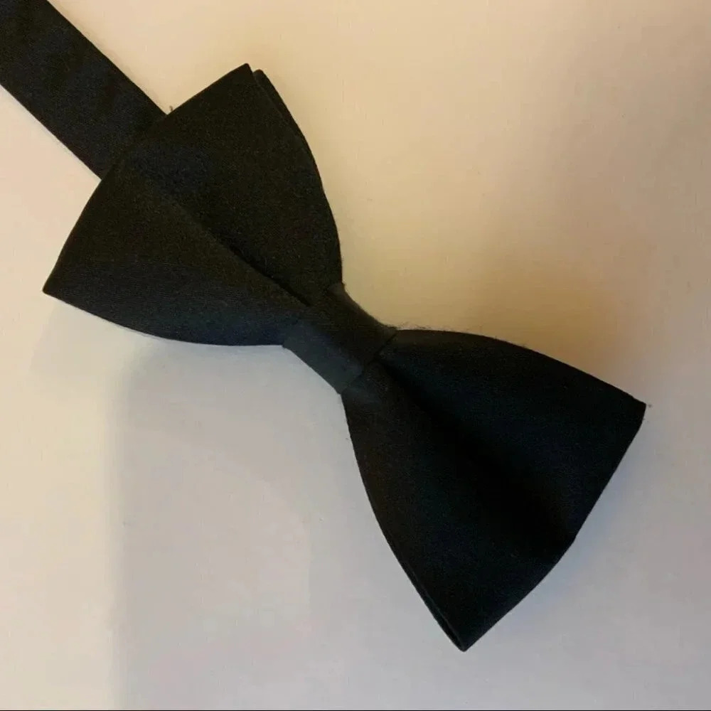 Vintage Black Adjustable Clip On Bow Tie Tuxedo Formal Accessories - Picture 5 of 9